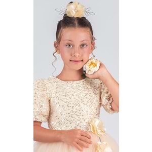 Etek Ucu Pul Detaylı Kız Çocuk Elbise
