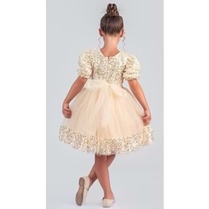 Etek Ucu Pul Detaylı Kız Çocuk Elbise