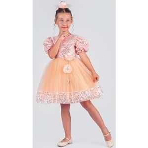 Etek Ucu Pul Detaylı Kız Çocuk Elbise