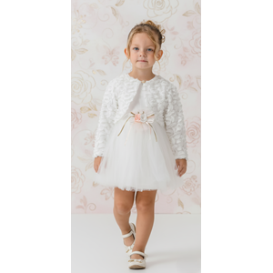 Kız Bebek Bolerolu Çiçek Motif Tütülü Elbise