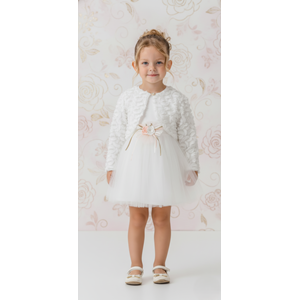 Kız Bebek Bolerolu Çiçek Motif Tütülü Elbise