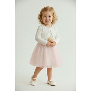 Kız Bebek Bolerolu Çiçek Motif Tütülü Elbise