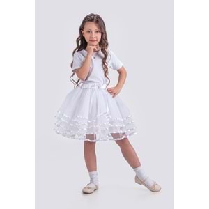 Saten Şerit Katlı Kız Çocuk Tütü Etek M00781