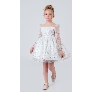 Sırt Büyük Kurdelalı Kız Çocuk Abiye Elbise