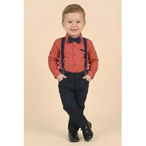 Askı Papyonlu Erkek Bebek Gömlekli Takım M00785