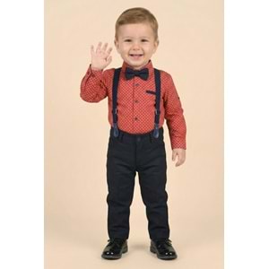 Askı Papyonlu Erkek Bebek Gömlekli Takım M00785