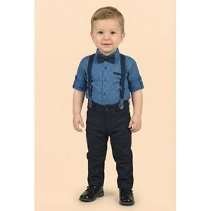 Askı Papyonlu Erkek Bebek Gömlekli Takım M00785