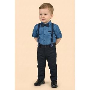Askı Papyonlu Erkek Bebek Gömlekli Takım M00785