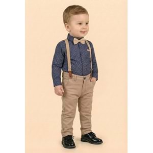 Askı Papyonlu Erkek Bebek Gömlekli Takım M00785