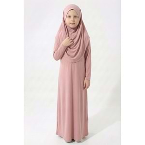 Tek Parça Jarse Tesettür Kız Çocuk Namaz Elbise