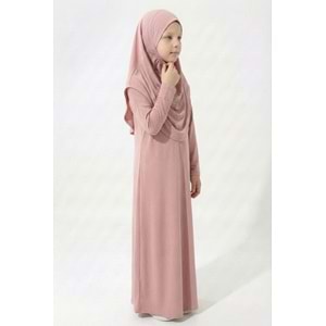 Tek Parça Jarse Tesettür Kız Çocuk Namaz Elbise