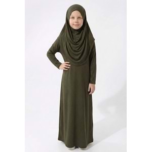 Tek Parça Jarse Tesettür Kız Çocuk Namaz Elbise
