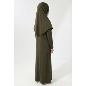 Tek Parça Jarse Tesettür Kız Çocuk Namaz Elbise
