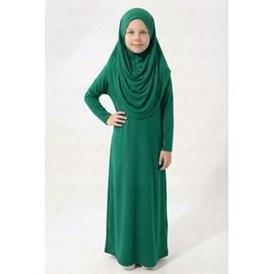Tek Parça Jarse Tesettür Kız Çocuk Namaz Elbise