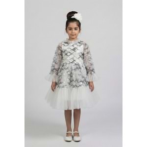Kız Çocuk Tül Fırfırlı Tasarım Özel Gün Elbisesi M00793