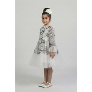 Kız Çocuk Tül Fırfırlı Tasarım Özel Gün Elbisesi M00793