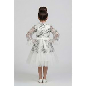 Kız Çocuk Tül Fırfırlı Tasarım Özel Gün Elbisesi M00793