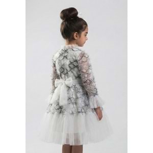 Kız Çocuk Tül Fırfırlı Tasarım Özel Gün Elbisesi M00793