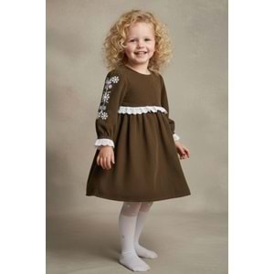 Fitilli Kadife Kız Çocuk Fistolu Elbise