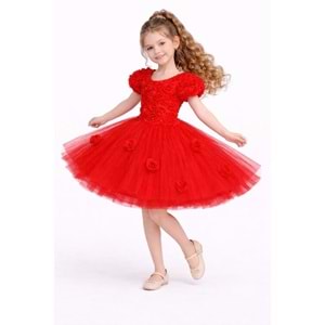 Kız Çocuk Güllü Tütü Özel Gün Elbisesi