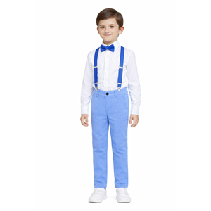 Erkek Çocuk Mavi Renk Askı Papyonlu Takım