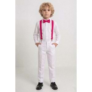 23 Nisan Çocuk Bayramı Beyaz Gabardin Pantolonlu Erkek Çocuk Takımı