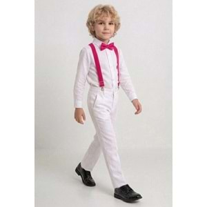 23 Nisan Çocuk Bayramı Beyaz Gabardin Pantolonlu Erkek Çocuk Takımı