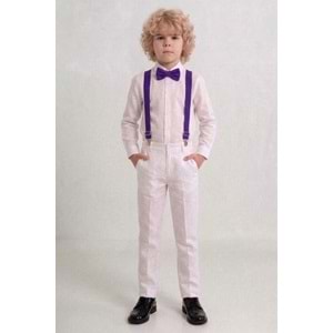 23 Nisan Çocuk Bayramı Beyaz Gabardin Pantolonlu Erkek Çocuk Takımı