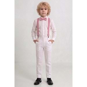 23 Nisan Çocuk Bayramı Beyaz Gabardin Pantolonlu Erkek Çocuk Takımı
