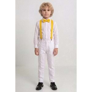 23 Nisan Çocuk Bayramı Beyaz Gabardin Pantolonlu Erkek Çocuk Takımı