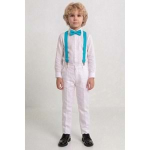 23 Nisan Çocuk Bayramı Beyaz Gabardin Pantolonlu Erkek Çocuk Takımı