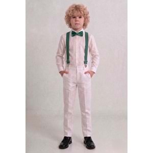 23 Nisan Çocuk Bayramı Beyaz Gabardin Pantolonlu Erkek Çocuk Takımı