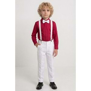 23 Nisan Çocuk Bayramı Beyaz Gabardin Pantolonlu Erkek Çocuk Takımı