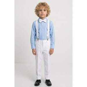 23 Nisan Çocuk Bayramı Beyaz Gabardin Pantolonlu Erkek Çocuk Takımı