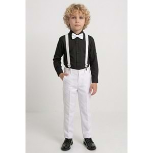 23 Nisan Çocuk Bayramı Beyaz Gabardin Pantolonlu Erkek Çocuk Takımı
