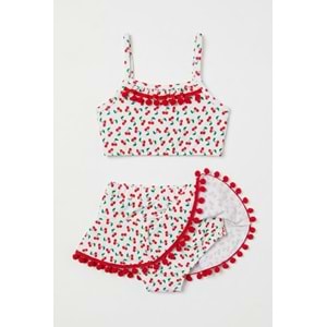 Kız Çocuk Kirazlı Deniz ve Havuz Bikini Mayo M00833