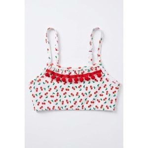 Kız Çocuk Kirazlı Deniz ve Havuz Bikini Mayo M00833