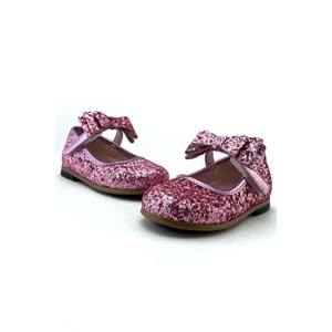 Pembe Simli Bilekten Bağlamalı Kız Çocuk Ayakkabı