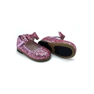 Pembe Simli Bilekten Bağlamalı Kız Çocuk Ayakkabı
