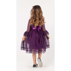 Şapkalı Kurdelalı Dantel Kız Prenses Elbise SB228