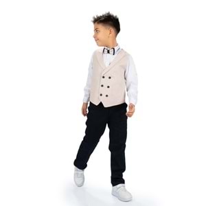 Spor Yelek, Gabardin Pantolon, Gömlek, Papyon Erkek Çocuk Takım SB277