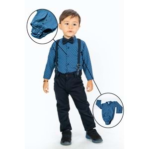 Erkek Bebek Gömlek, Askı, Papyon Ve Pantolon Takım SB294