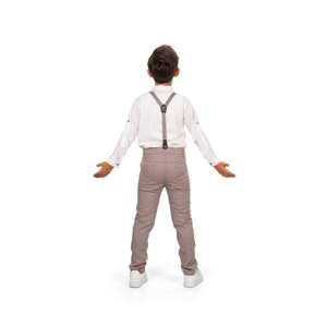 Düz Renk Gömlek , Askı , Papyon ve Pantolonlu Erkek Çocuk Takım SB302