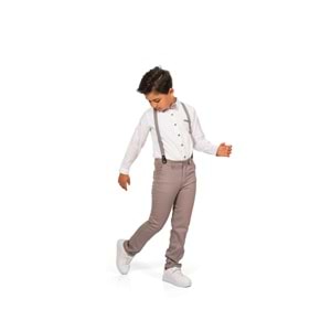 Düz Renk Gömlek , Askı , Papyon ve Pantolonlu Erkek Çocuk Takım SB302