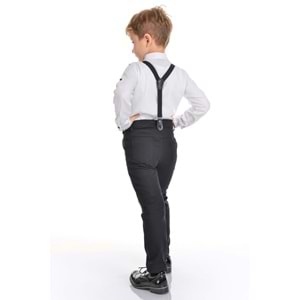 Düz Renk Gömlek , Askı , Papyon ve Pantolonlu Erkek Çocuk Takım SB302