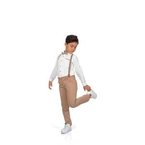 Düz Renk Gömlek , Askı , Papyon ve Pantolonlu Erkek Çocuk Takım SB302