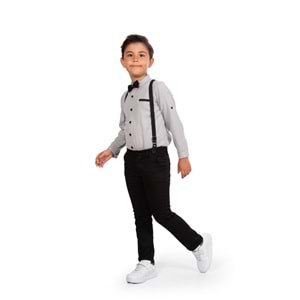 Düz Renk Gömlek , Askı , Papyon ve Pantolonlu Erkek Çocuk Takım SB302