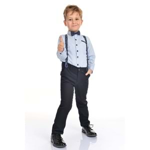 Düz Renk Gömlek , Askı , Papyon ve Pantolonlu Erkek Çocuk Takım SB302