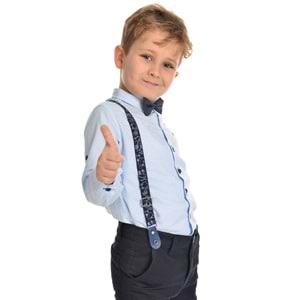 Düz Renk Gömlek , Askı , Papyon ve Pantolonlu Erkek Çocuk Takım SB302