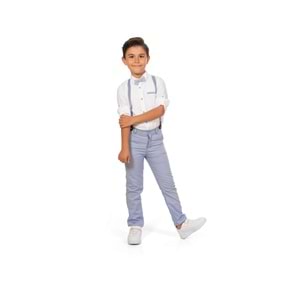 Düz Renk Gömlek , Askı , Papyon ve Pantolonlu Erkek Çocuk Takım SB302
